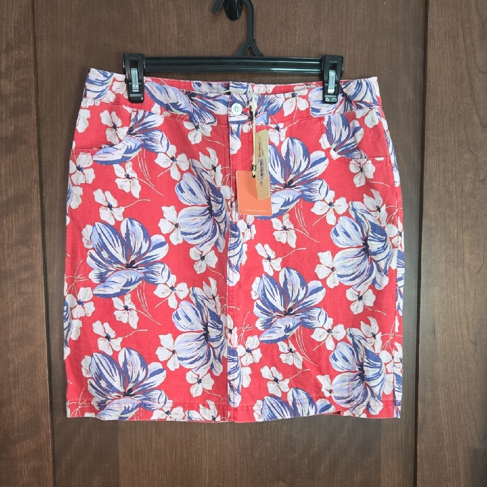 Tommy Bahama Red Floral Linen Blend Skirt